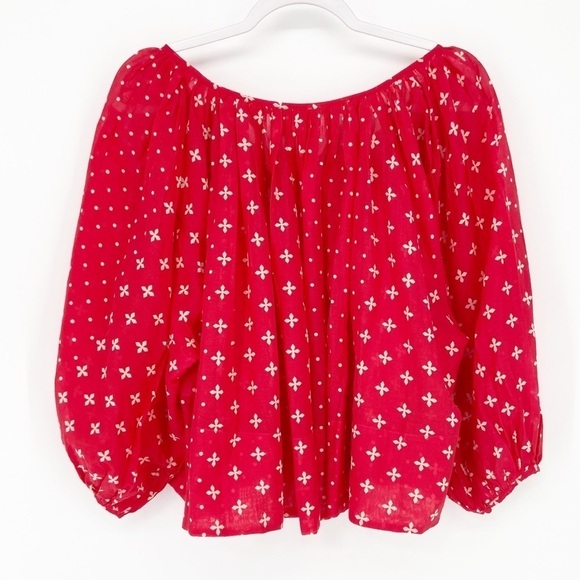 Anthropologie Kopal Red Luna Peasant Top Size Medium - Picture 8 of 8